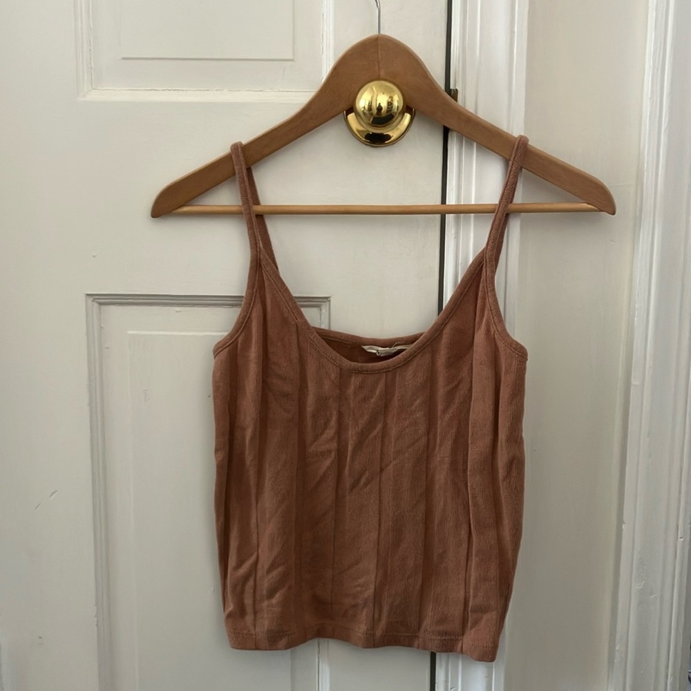 Madewell Ribbed Sweater-Knit Anytime Cami Top in Camel